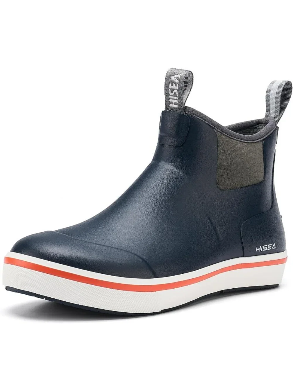 Men's Navy Ankle Deck Waterproof Rubber Neoprene Fishing Non-Slip Rain Boots